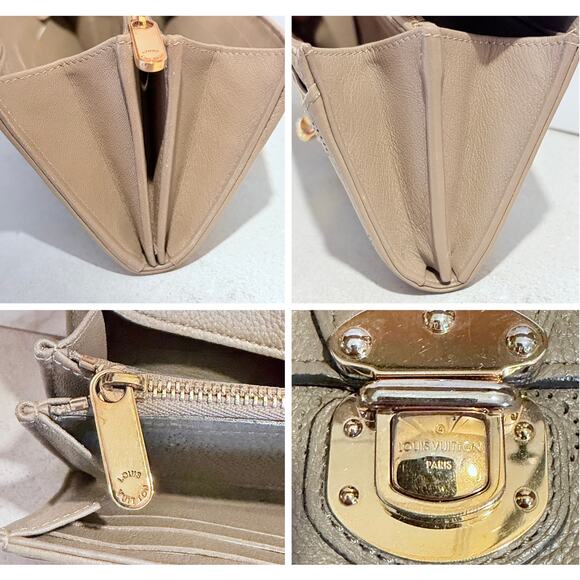 Louis Vuitton Mahina Iris Leather Wallet Galet Taupe Gray Authentic - Picture 7 of 9